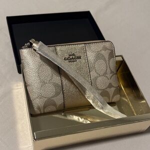 Coach Gold Wristlet with Box